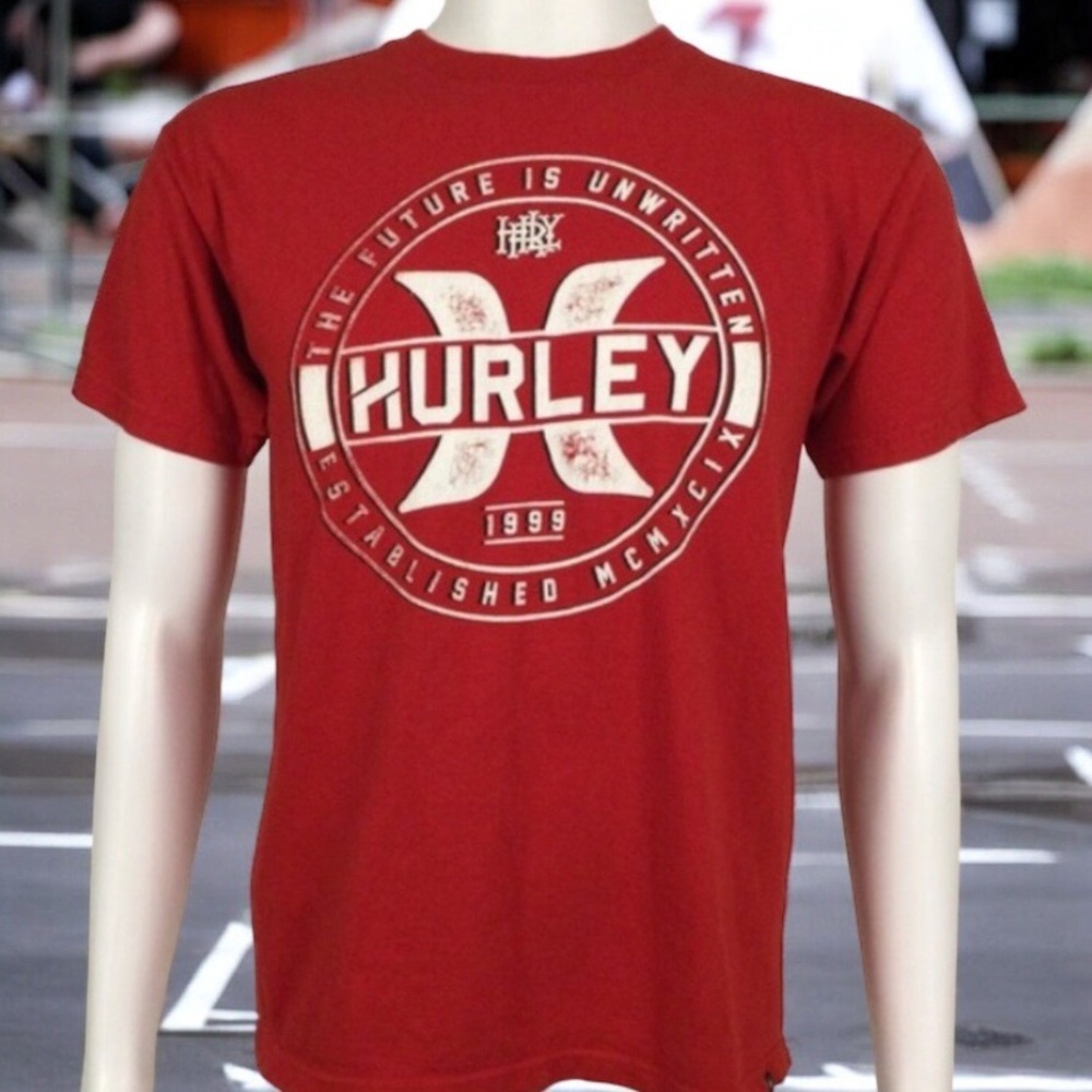 HURLEY Classic Fit, 100 percent Cotton Short Sleeve Tee Shirt, Red